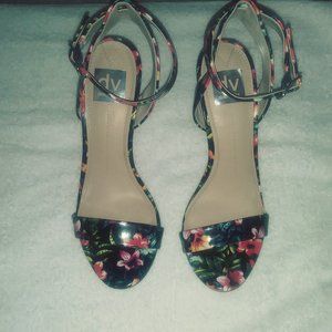 Dolce Vita Black Floral Strap Heels
